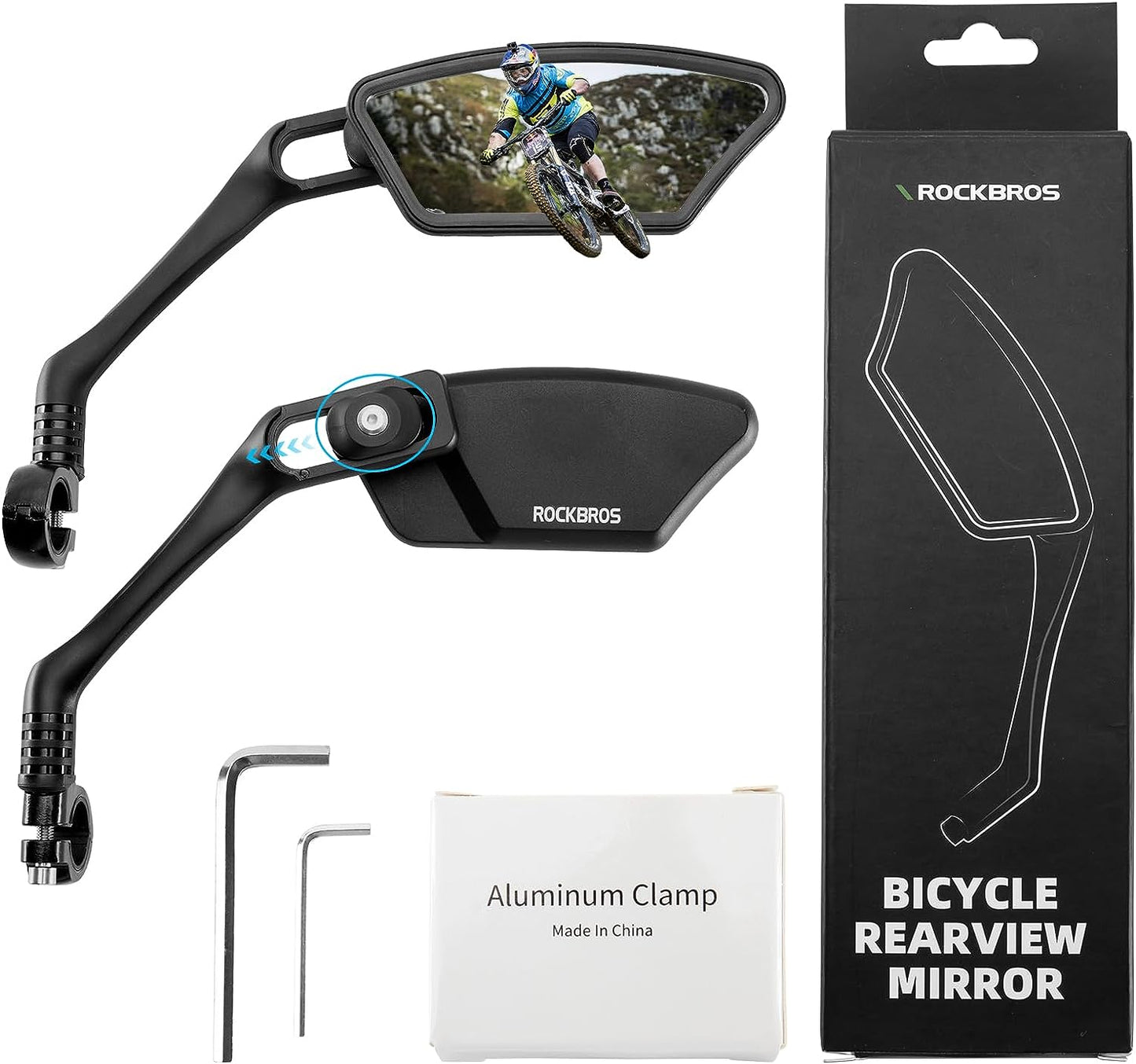 ROCKBROS Bicycle Cycling Rearview Mirror 360° Rotatable Bike Handlebar Mirror